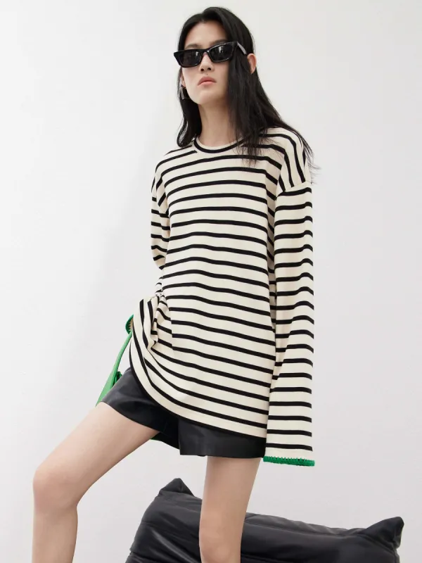 Relaxed Fit Striped Cotton T-shirt sold by Mo&Co