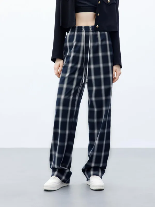 Drawstring Waist Checkered Pants sold by Mo&Co