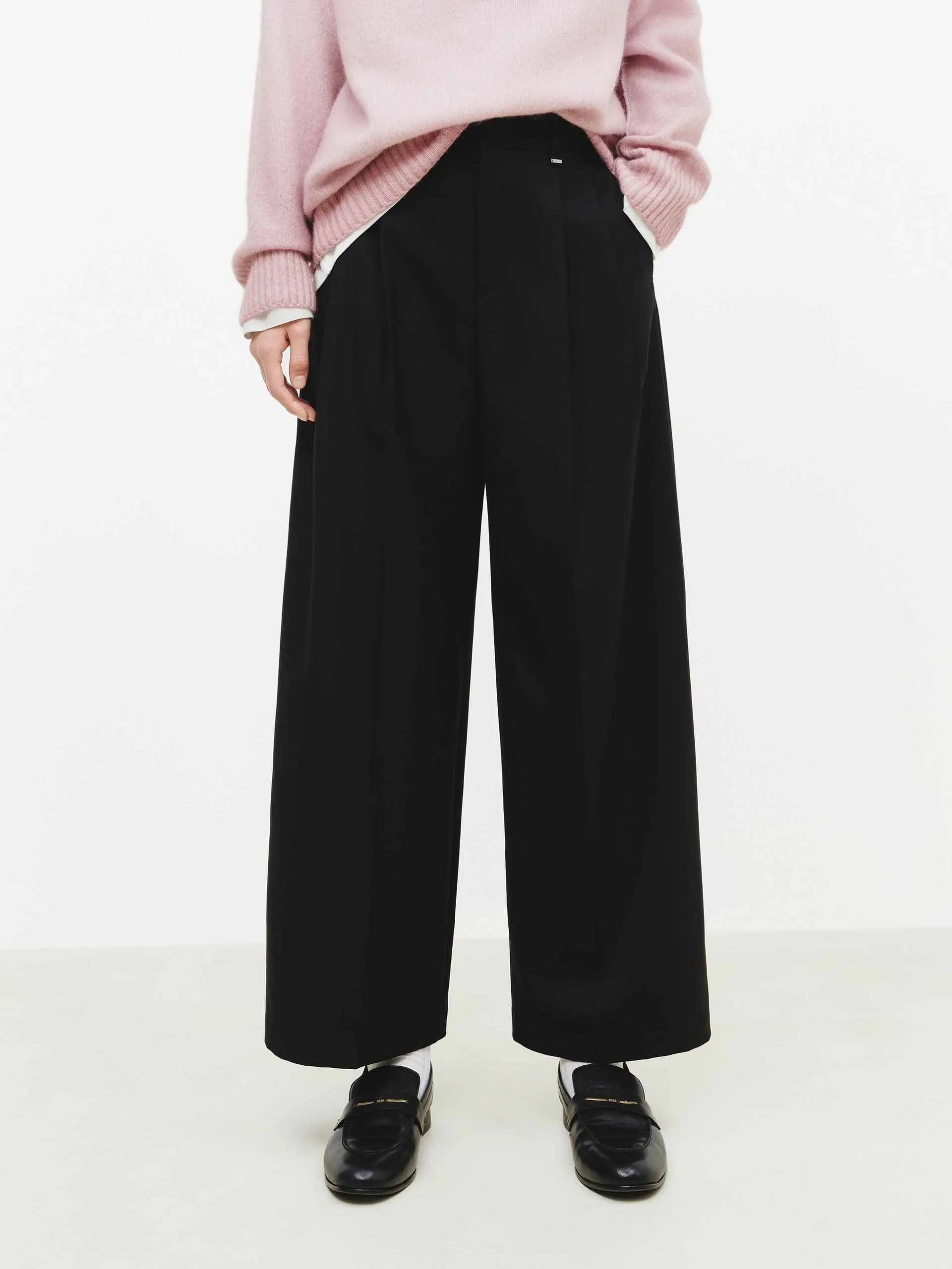 Pleated Wide Leg Trousers sold by Mo&Co