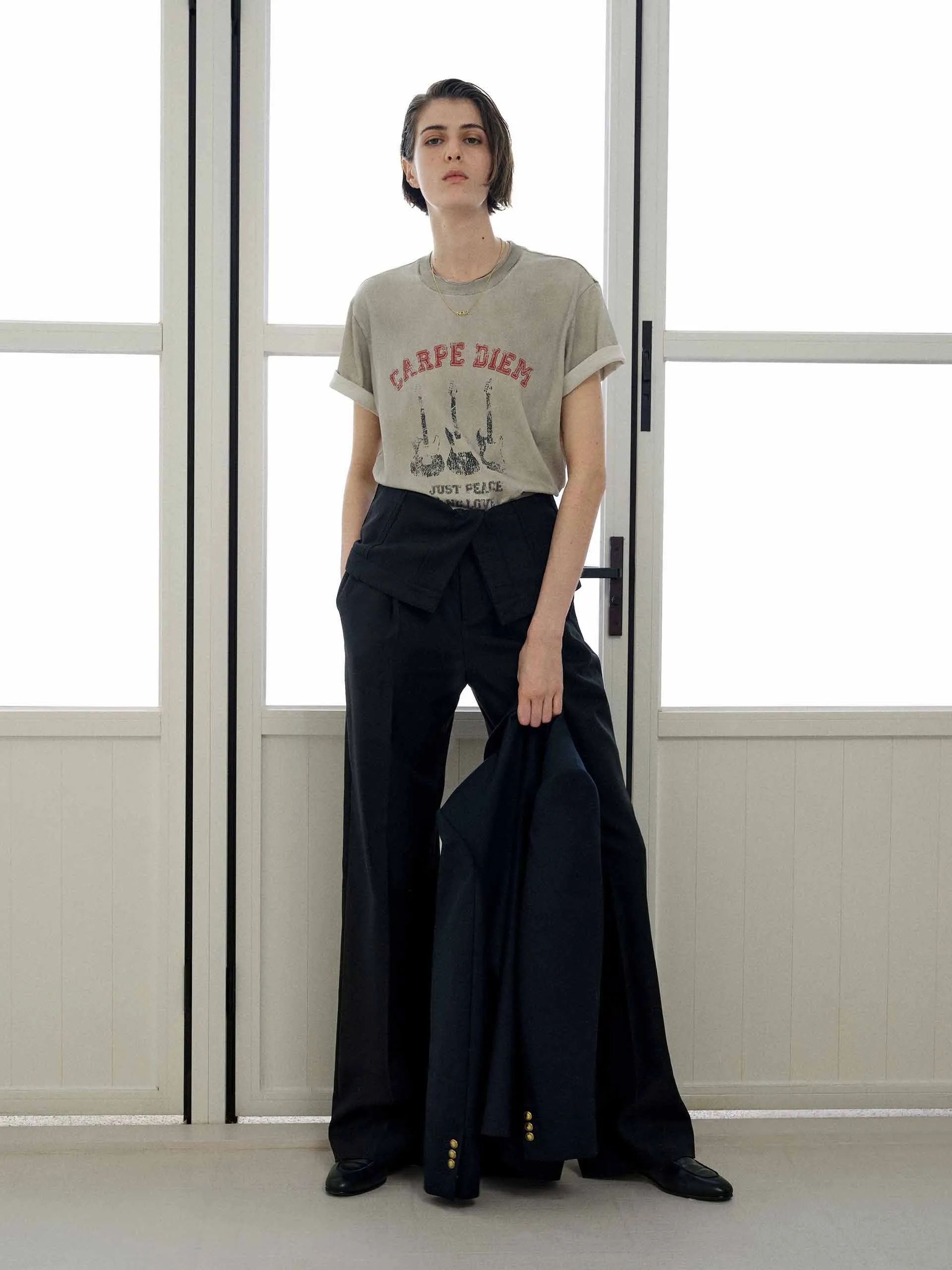 Distressed Collar Cotton T-shirt sold by Mo&Co product image thumbnail 2