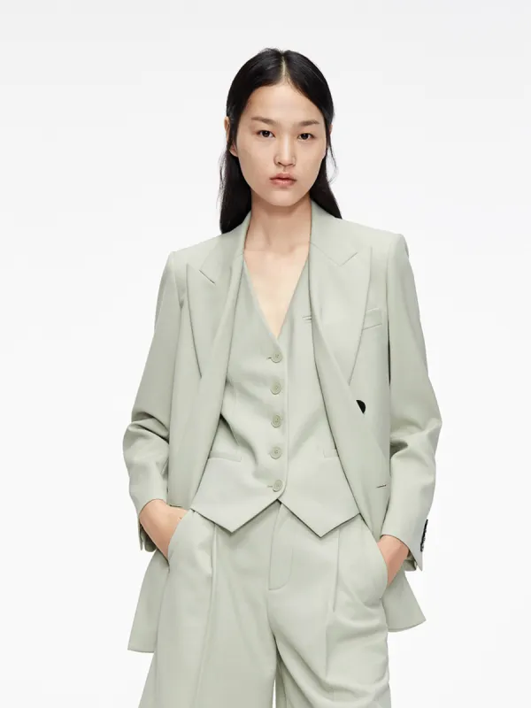 Wool Blend Double Breasted Blazer sold by Mo&Co