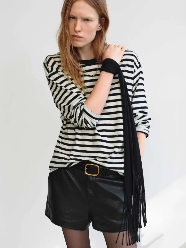 Crew Neck Stripe T-shirt sold by Mo&Co