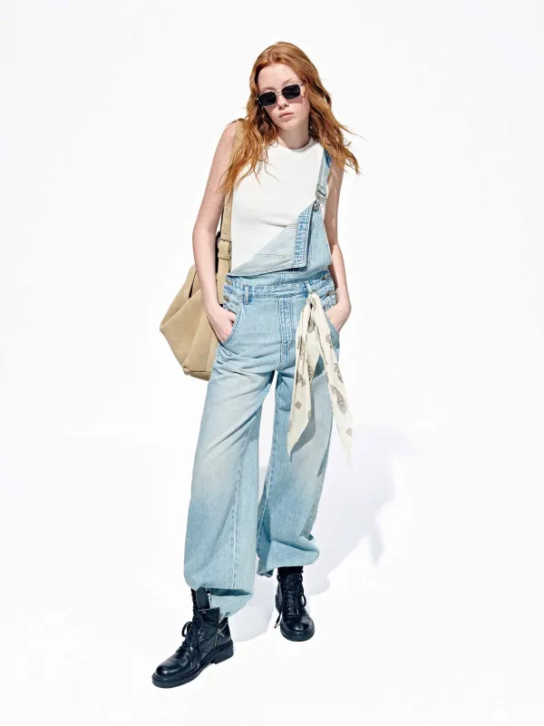 Cotton Blend Denim Overalls made by Mo&Co