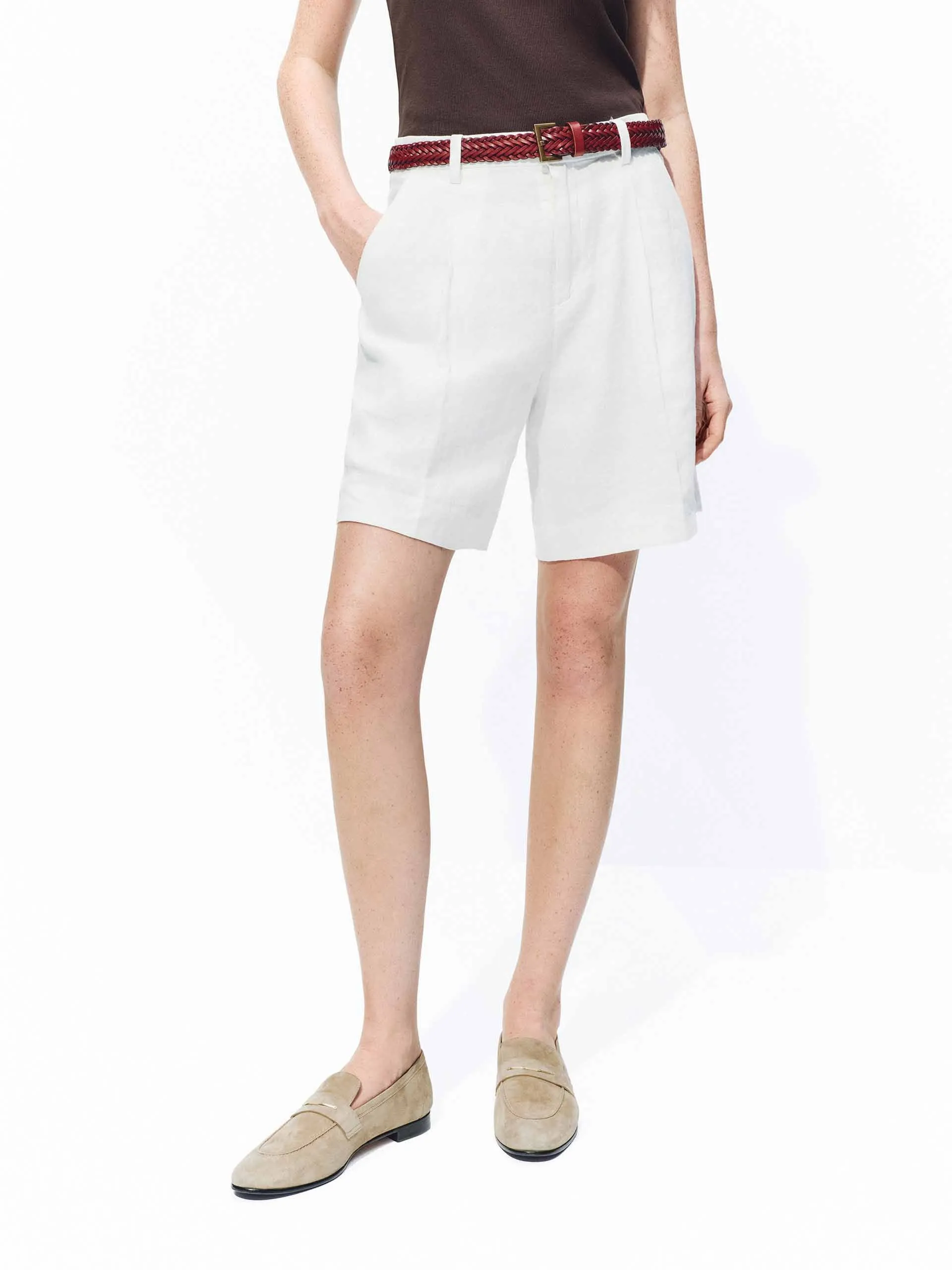 Linen Bermuda Shorts sold by Mo&Co