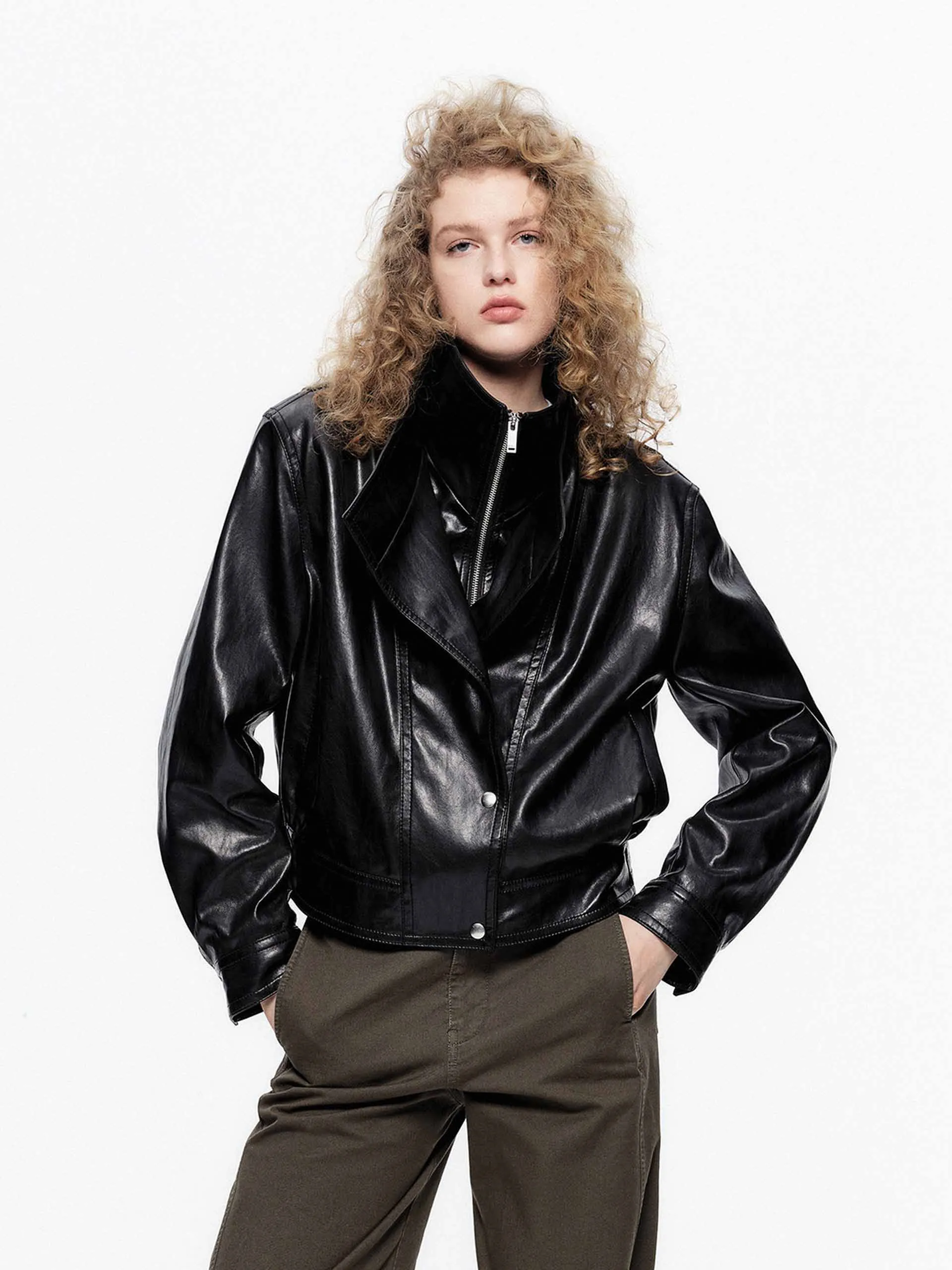 Classic Cropped Moto Jacket sold by Mo&Co