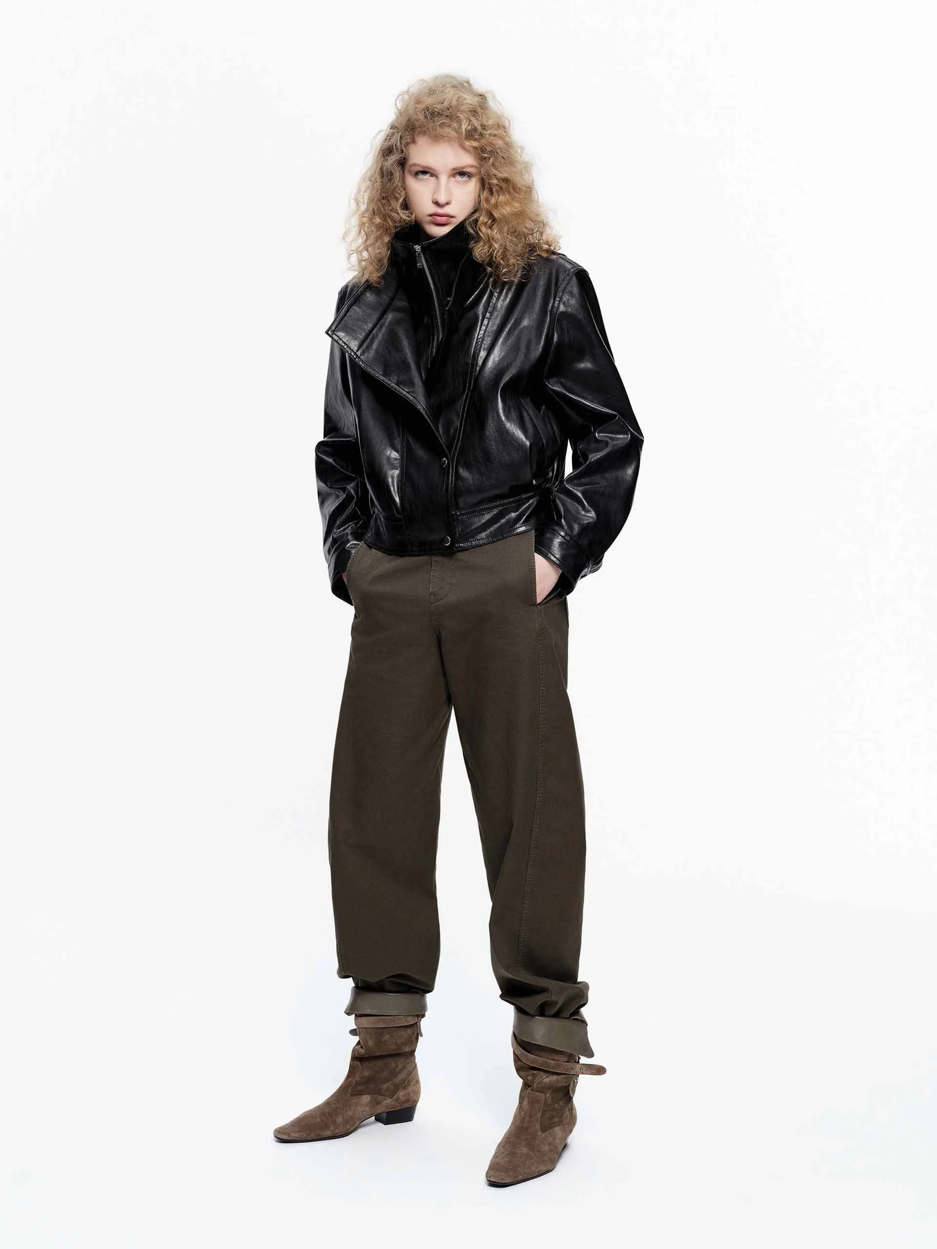 Classic Cropped Moto Jacket sold by Mo&Co product image thumbnail 2
