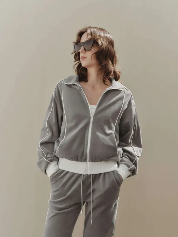 Contrast Seam Zipped Jacket sold by Mo&Co