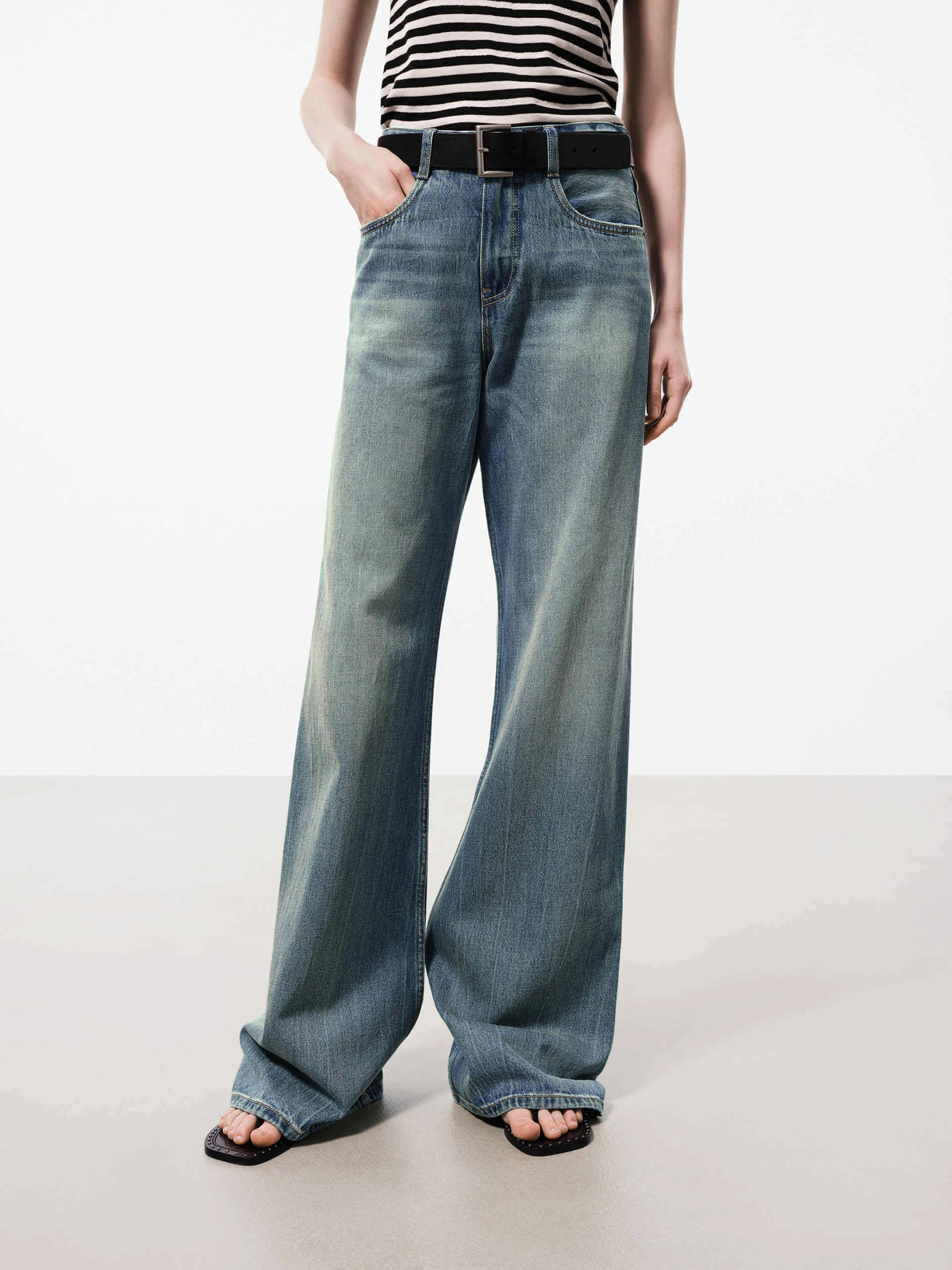 Wide Leg Cotton Jeans sold by Mo&Co