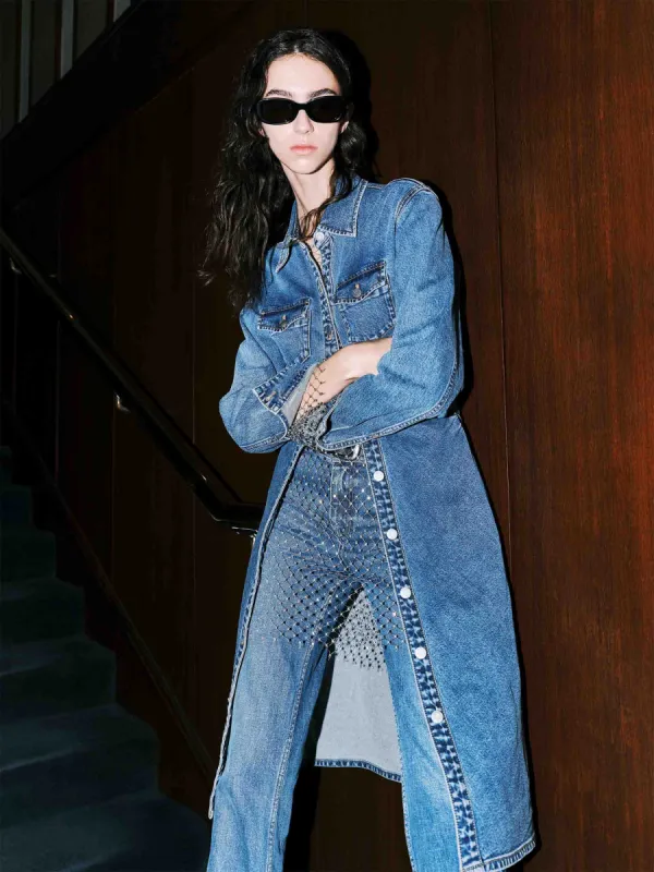 Side Pleated Denim Dress sold by Mo&Co