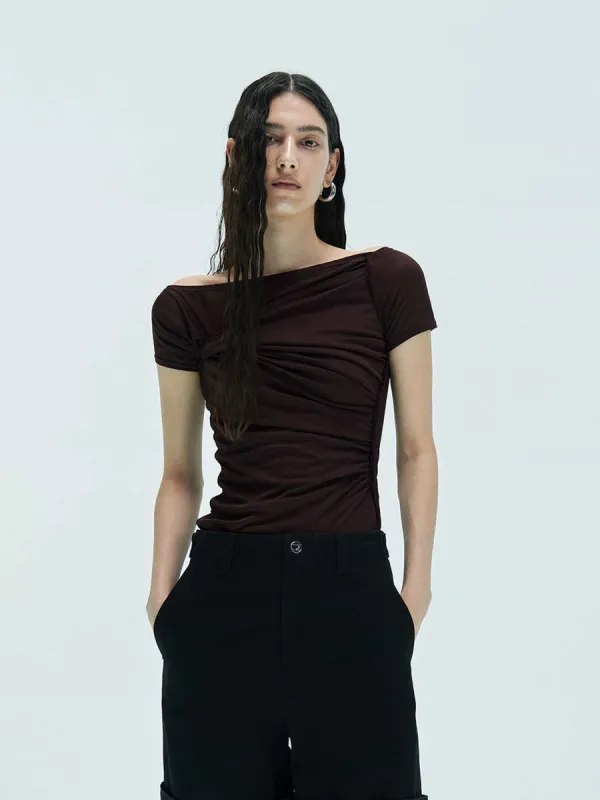 Cutout Detail Draped Top sold by Mo&Co