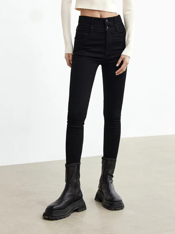 Double Waistband Skinny Jeans sold by Mo&Co