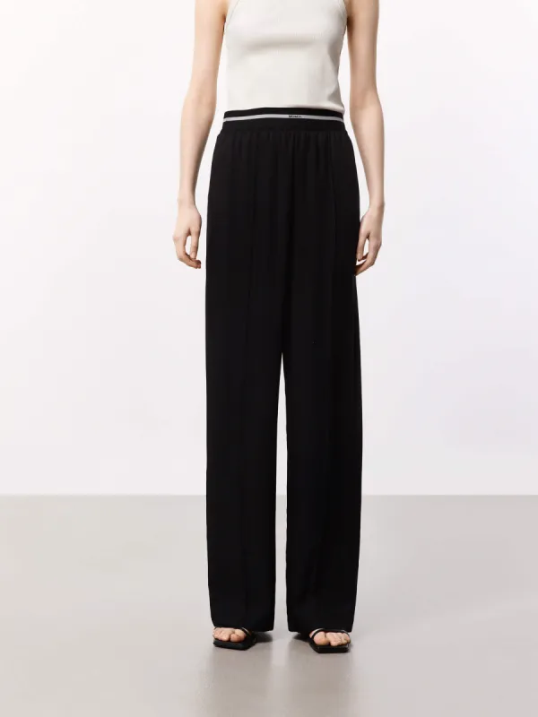 Straight Contrast Waist Pants sold by Mo&Co