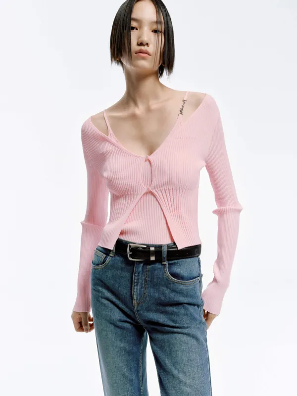 Ribbed Tank and Cardigan Set sold by Mo&Co