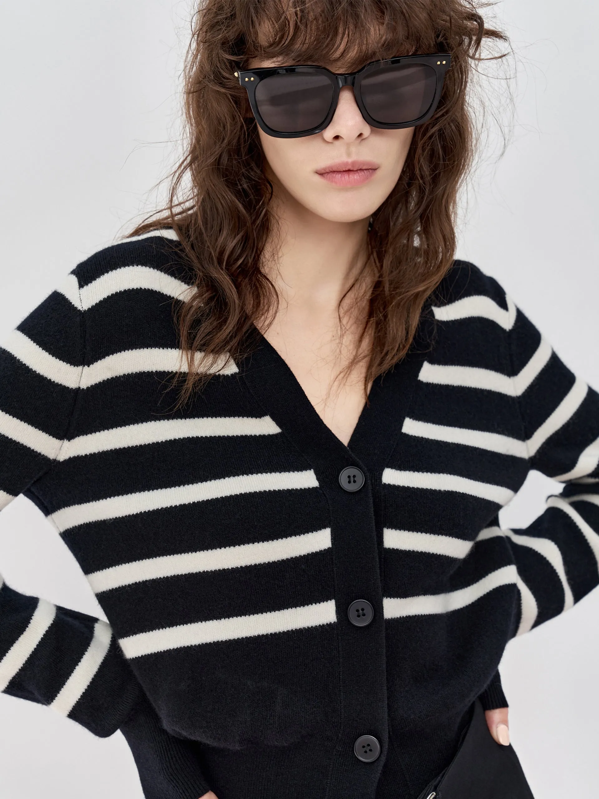 Wool Striped Knit Cardigan sold by Mo&Co product image thumbnail 2