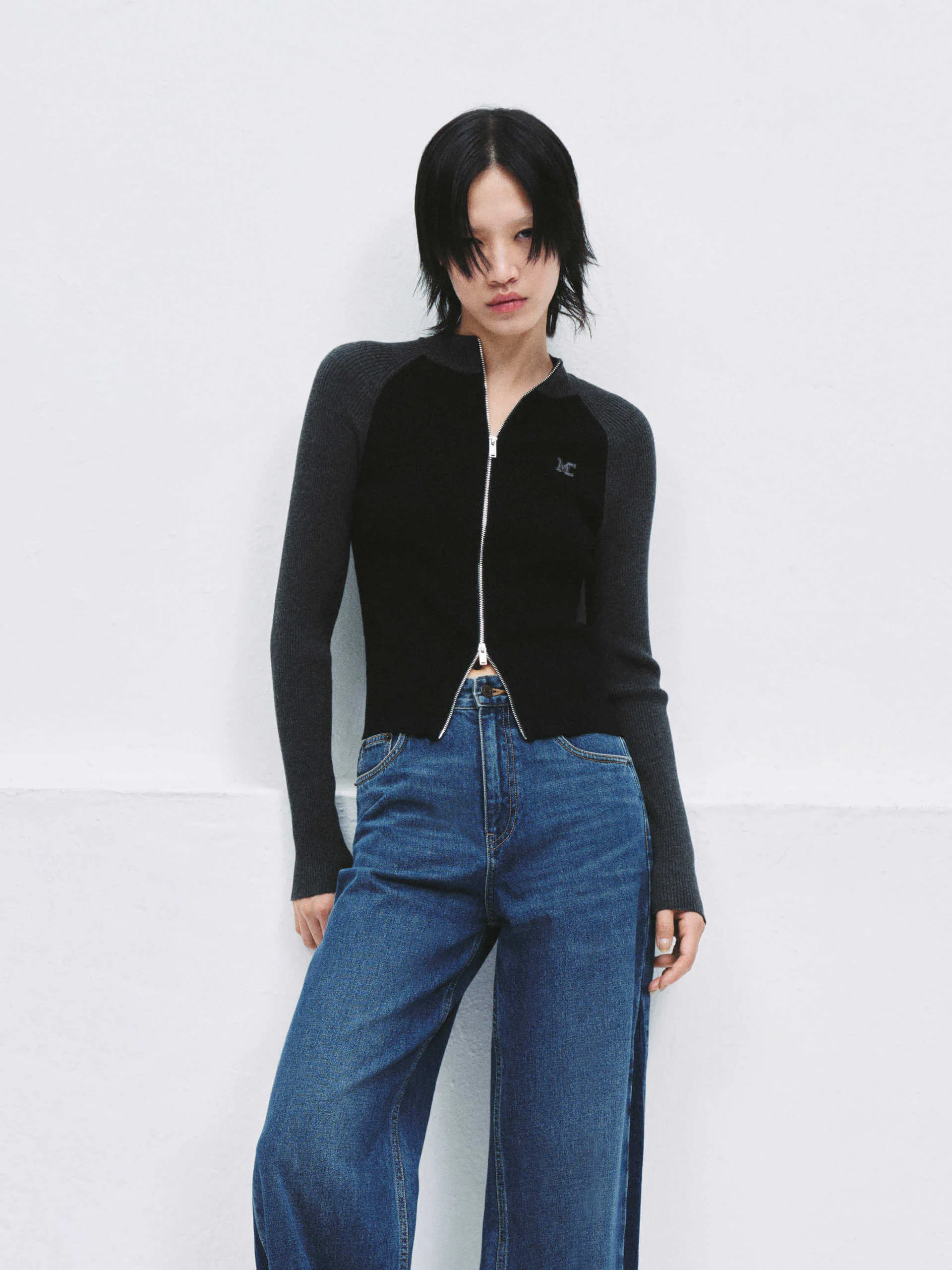 Two Tone Knit Cardigan sold by Mo&Co