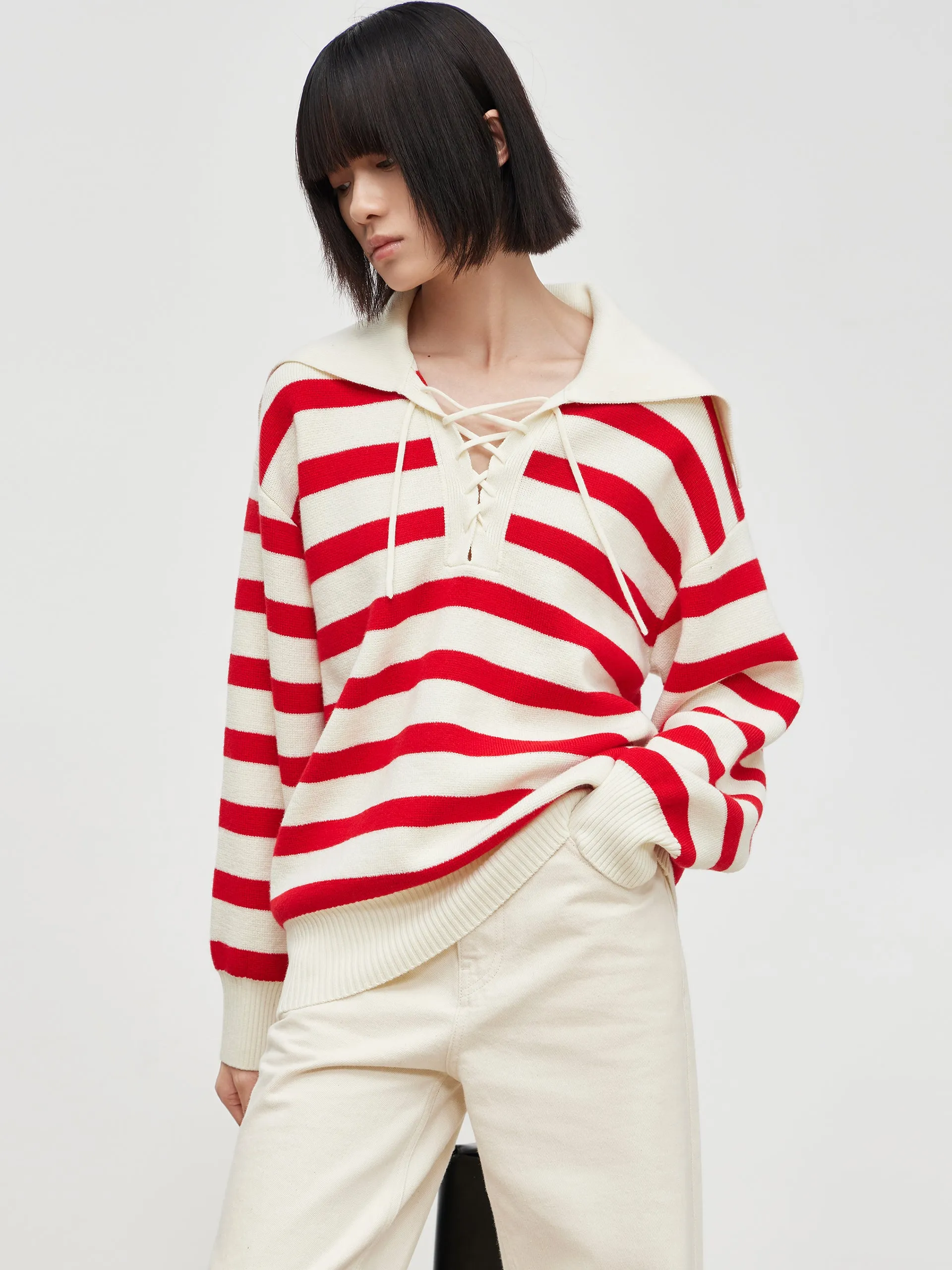Wool Striped Knit Pullover sold by Mo&Co product image thumbnail 4