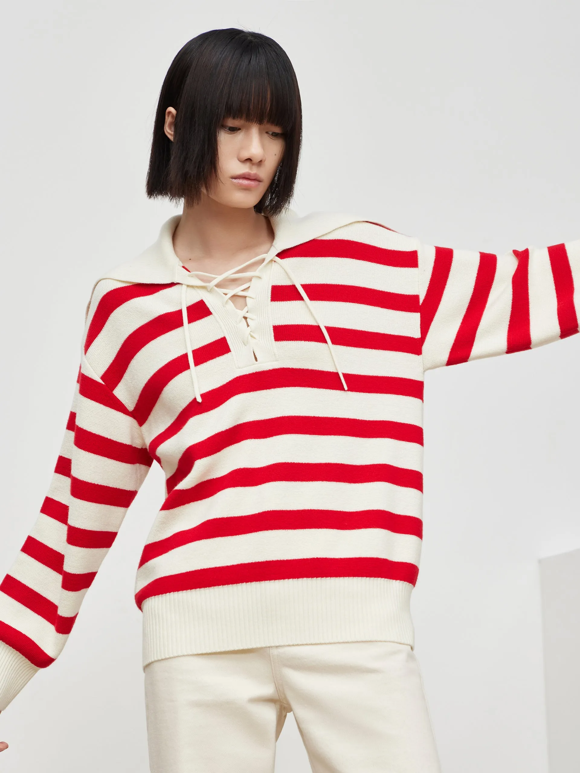Wool Striped Knit Pullover sold by Mo&Co