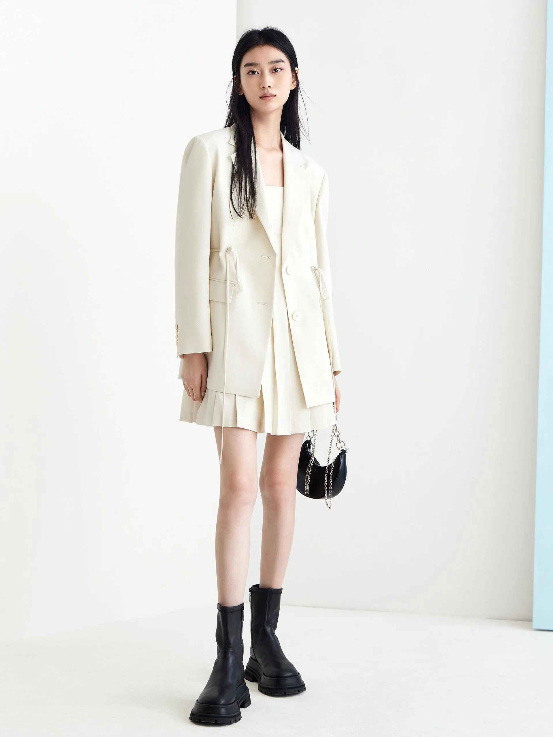 HOT SALE Lapel Straight Blazer with Waist Drawstring sold by Mo&Co product image thumbnail 4