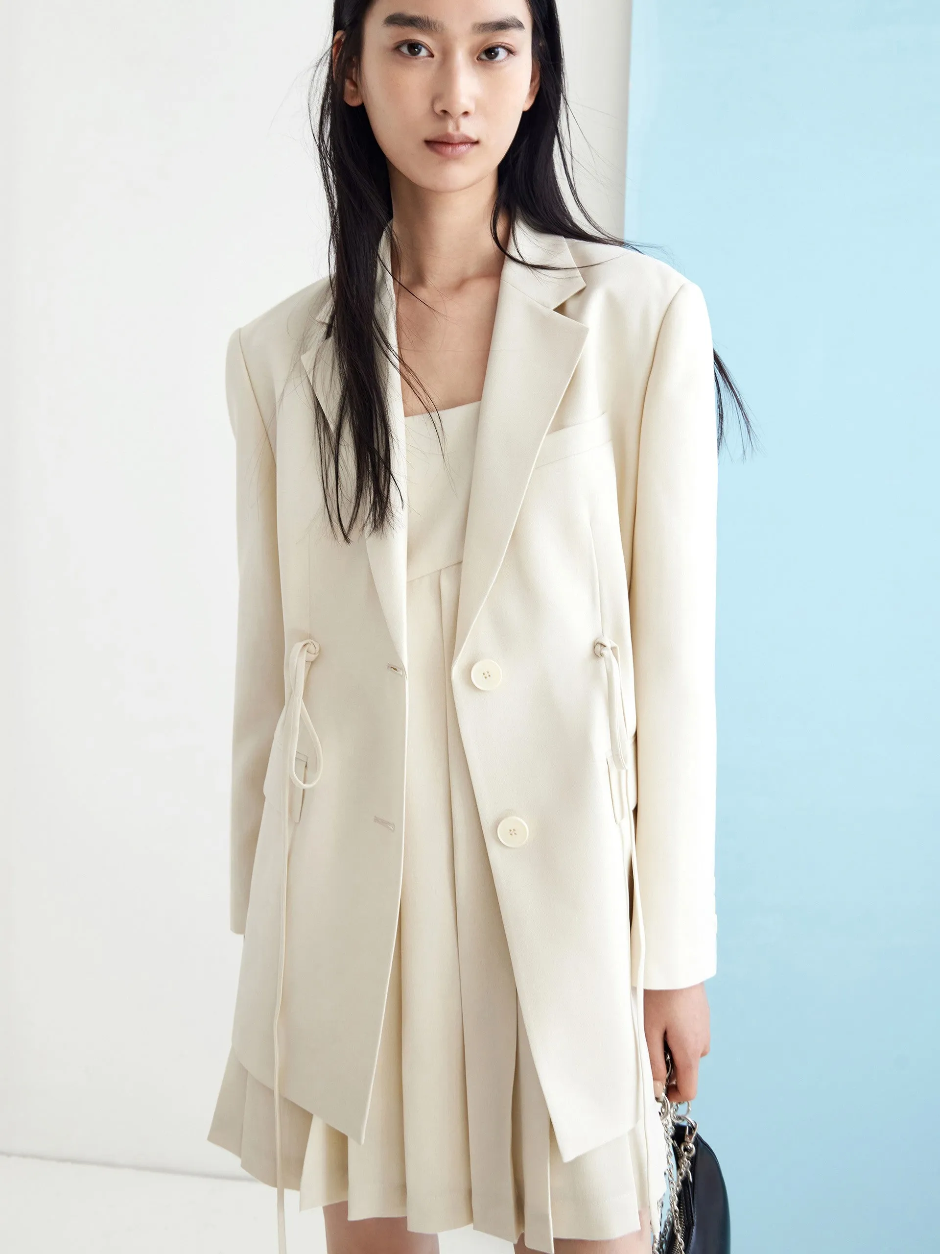 HOT SALE Lapel Straight Blazer with Waist Drawstring sold by Mo&Co product image thumbnail 3