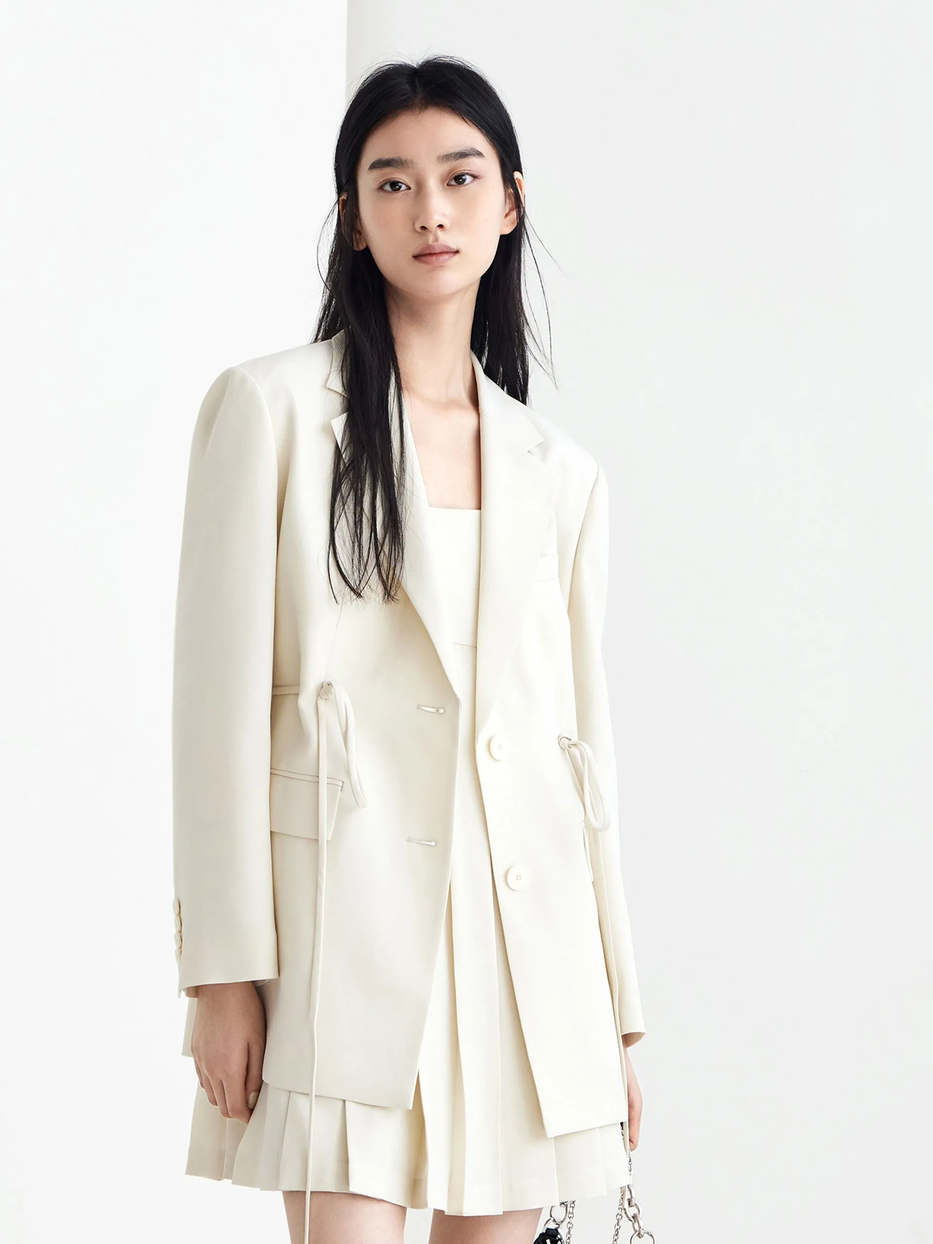 HOT SALE Lapel Straight Blazer with Waist Drawstring sold by Mo&Co