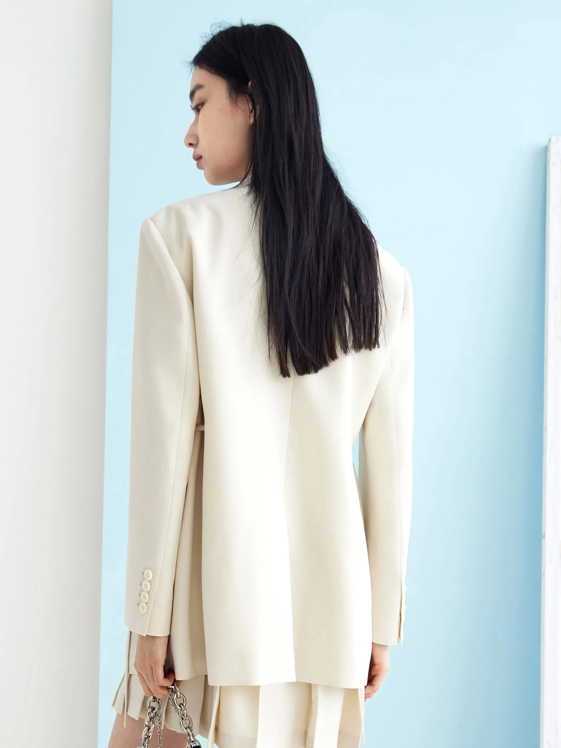 HOT SALE Lapel Straight Blazer with Waist Drawstring sold by Mo&Co product image thumbnail 5