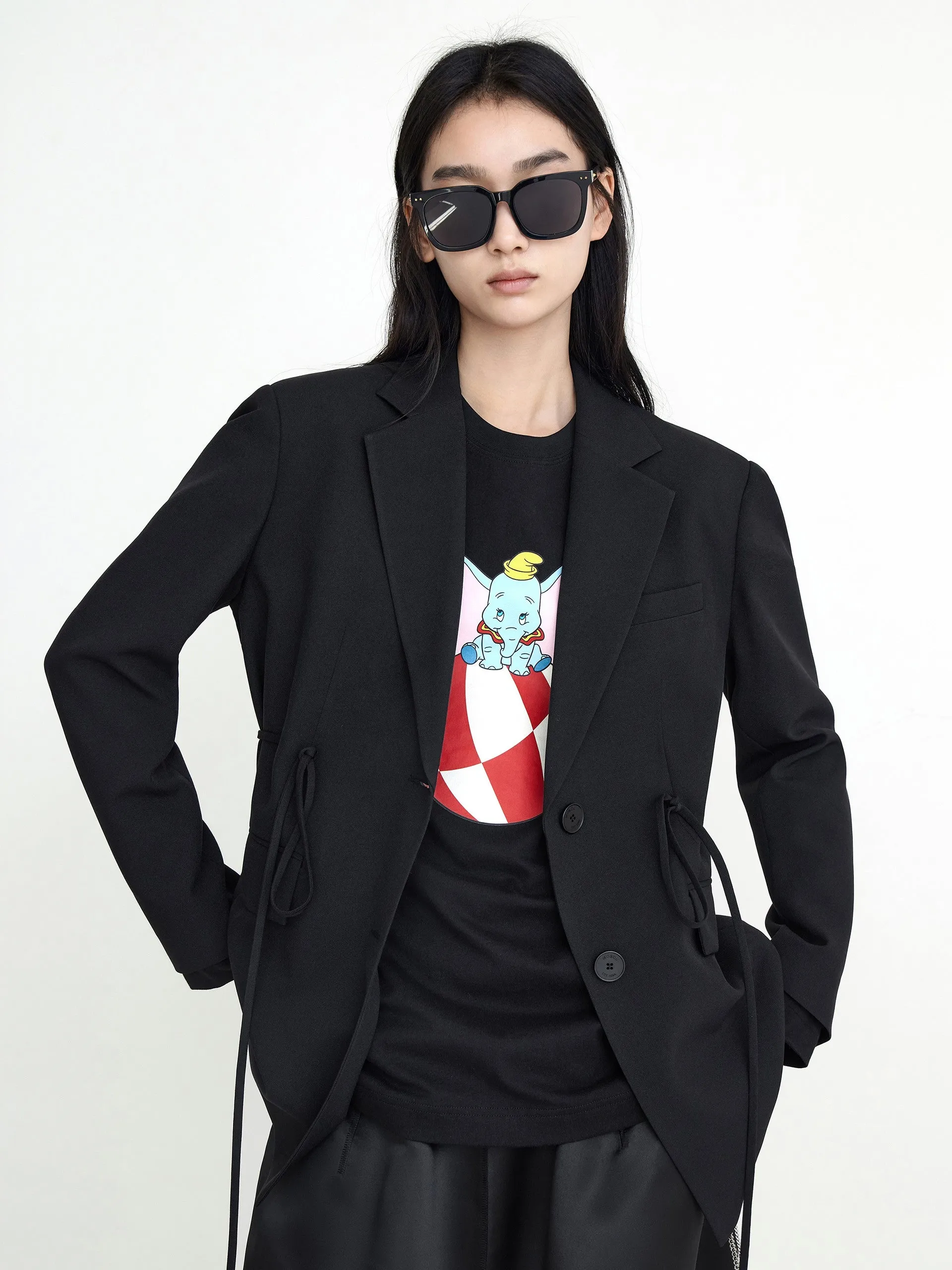 HOT SALE Lapel Straight Blazer with Waist Drawstring sold by Mo&Co product image thumbnail 2