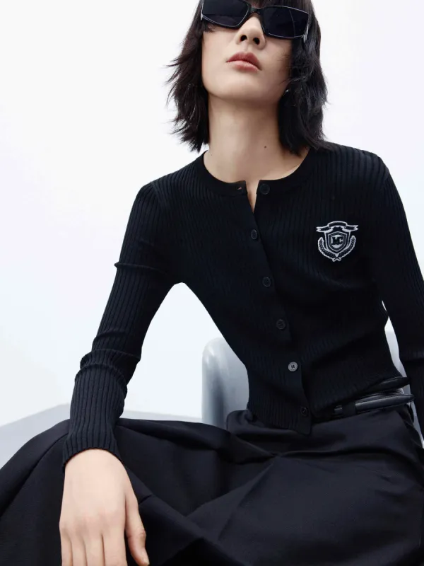 Slim Fit Ribbed Knit Cardigan sold by Mo&Co