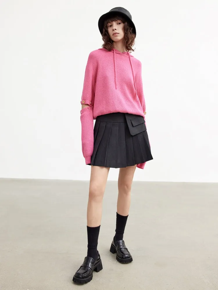 Hooded Knit Top with Cut-out on Sleeves sold by Mo&Co product image thumbnail 3