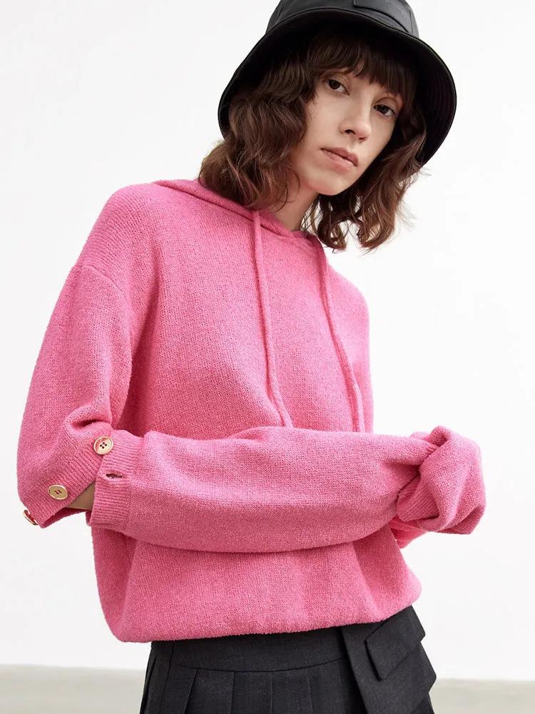 Hooded Knit Top with Cut-out on Sleeves sold by Mo&Co product image thumbnail 2