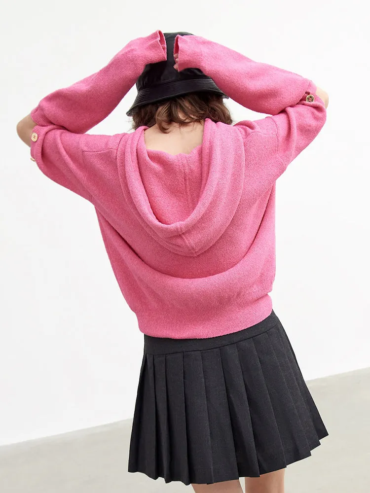 Hooded Knit Top with Cut-out on Sleeves sold by Mo&Co product image thumbnail 4
