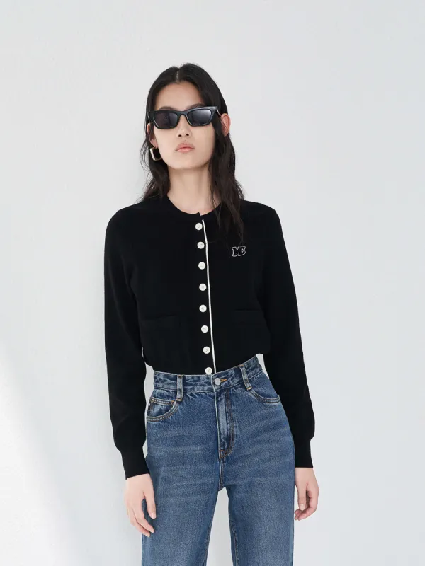 Contrast Placket Knitted Top sold by Mo&Co