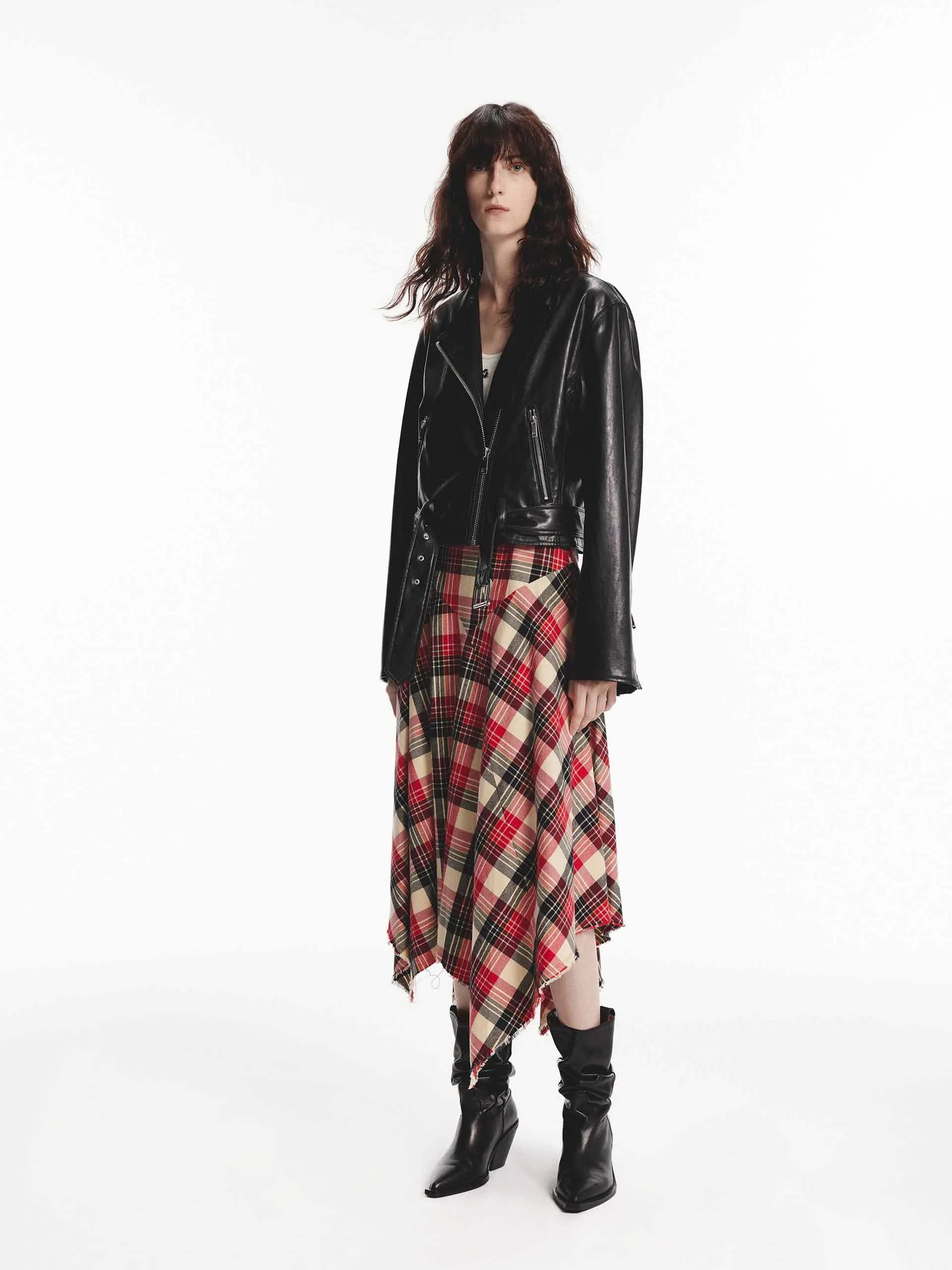 Asymmetrical Hem Plaid Skirt sold by Mo&Co product image thumbnail 2
