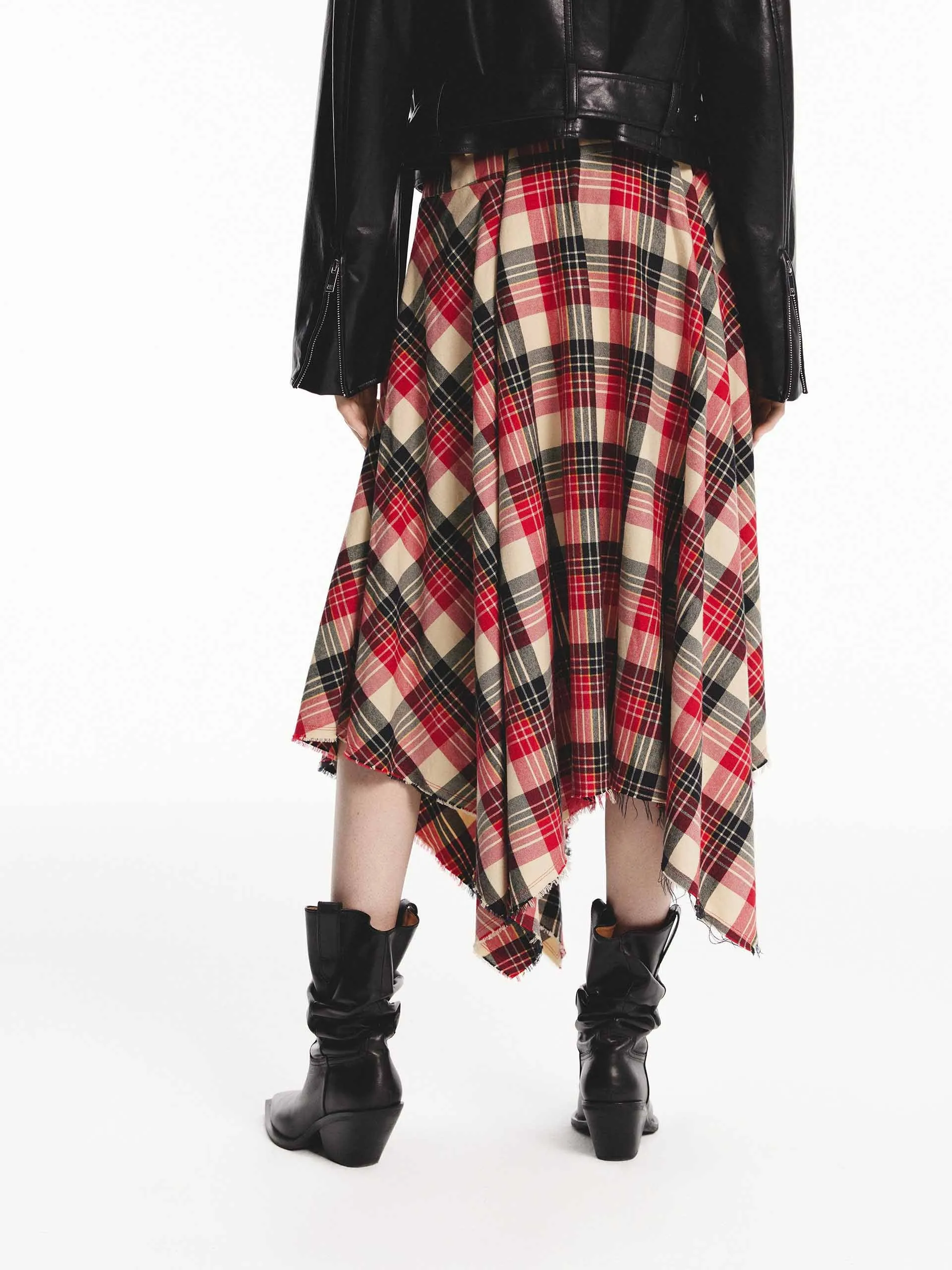 Asymmetrical Hem Plaid Skirt sold by Mo&Co product image thumbnail 3