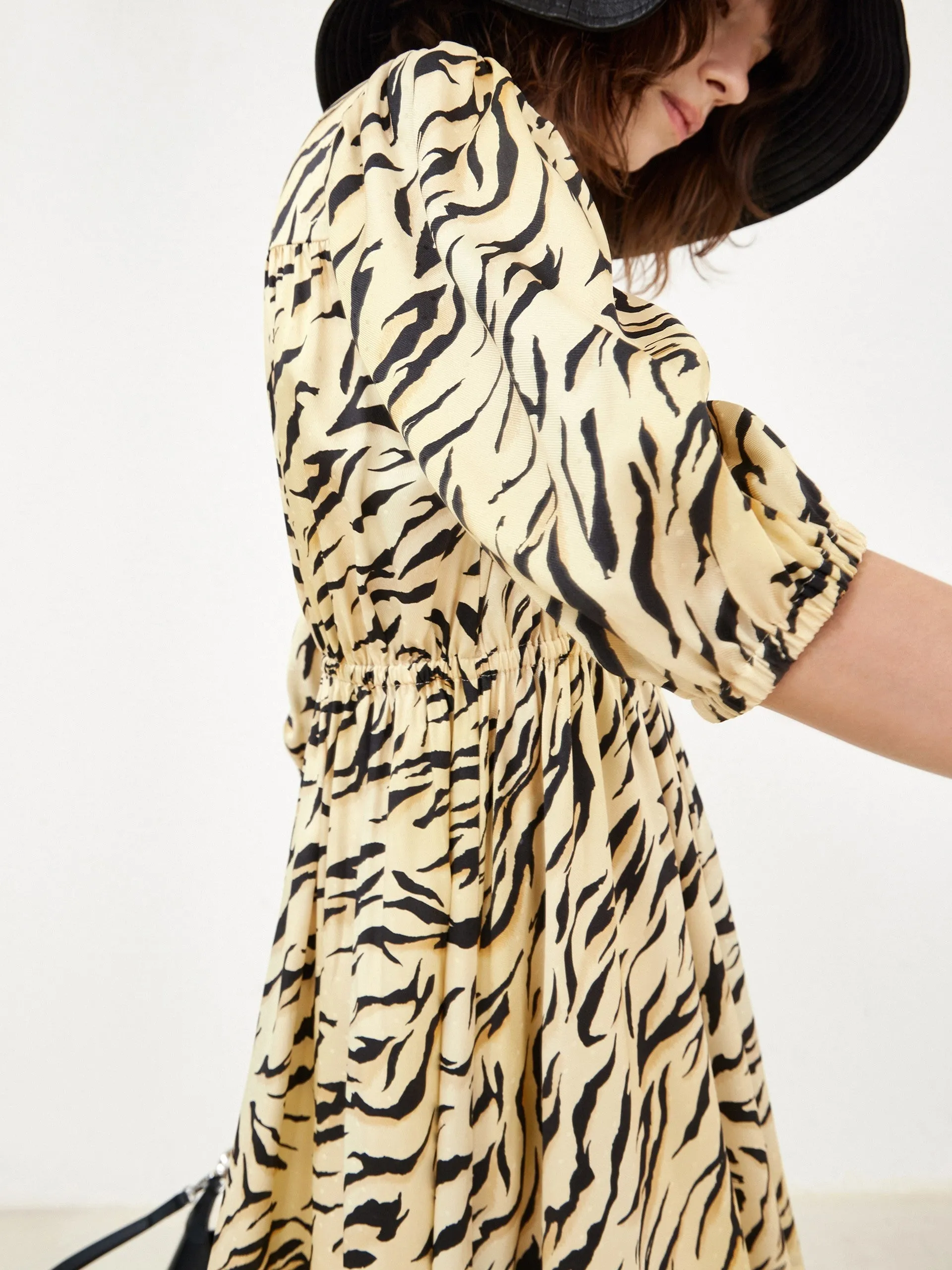 V Neck Tiger Print Dress sold by Mo&Co product image thumbnail 4