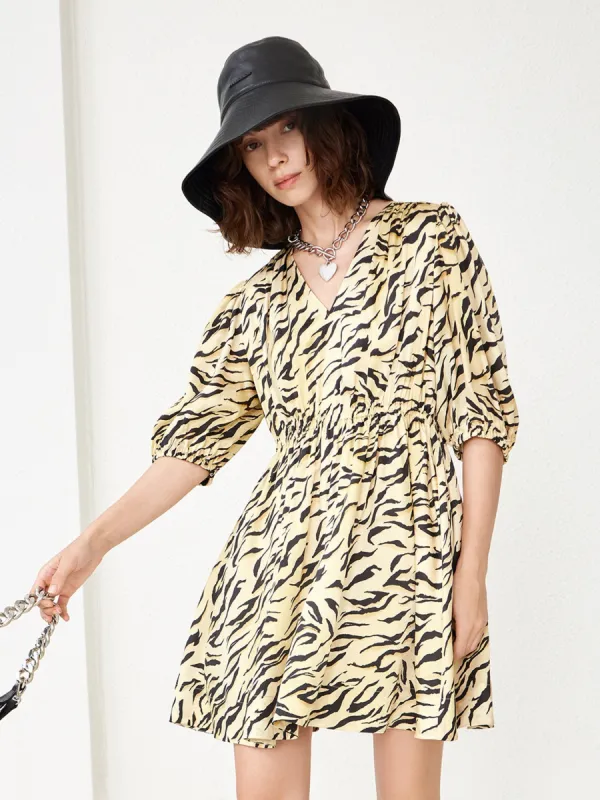 V Neck Tiger Print Dress made by Mo&Co