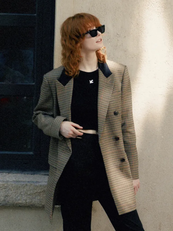 Checked Double Breasted Blazer sold by Mo&Co