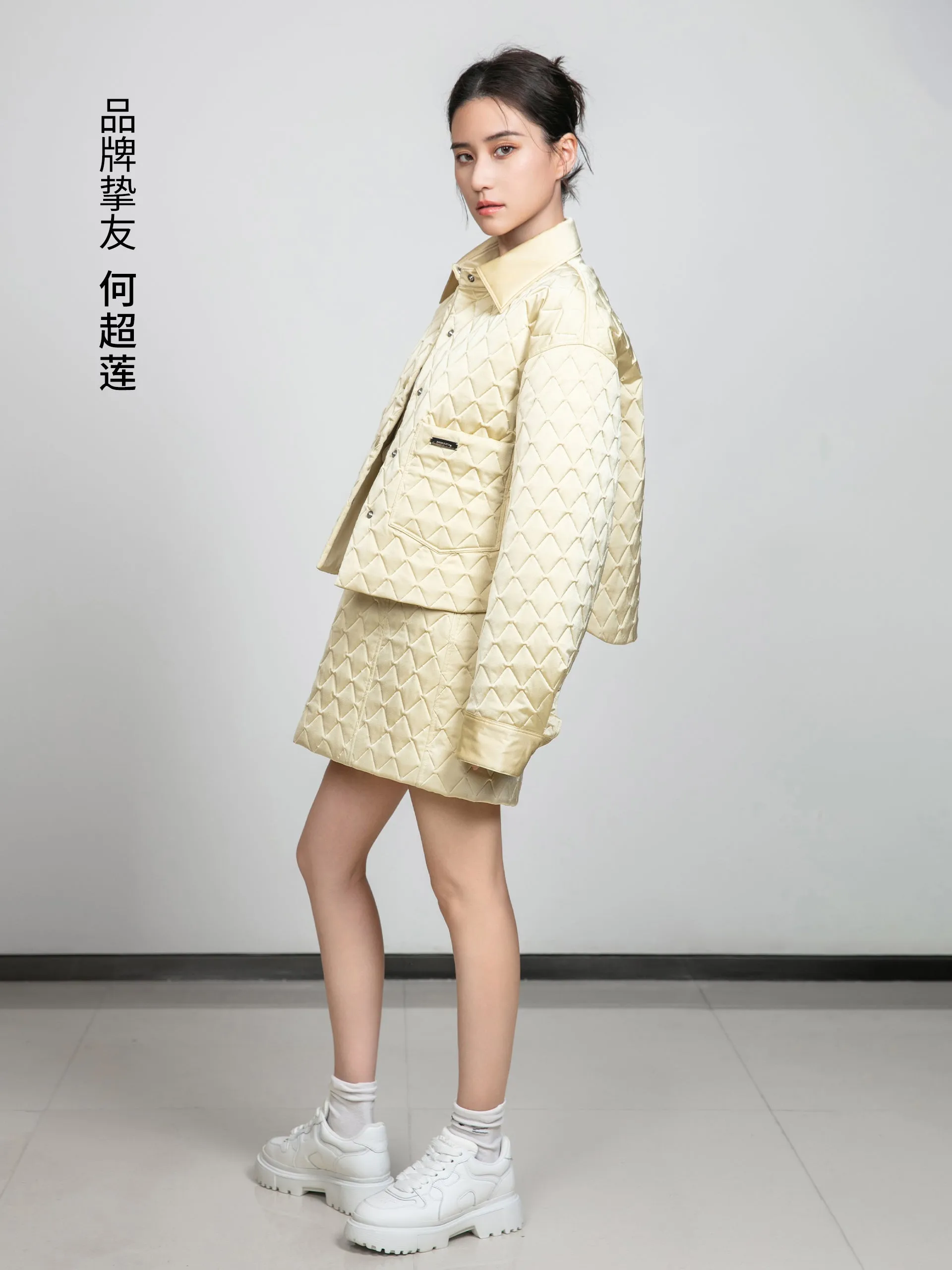 Geometric Quilted Cropped Jacket sold by Mo&Co product image thumbnail 2