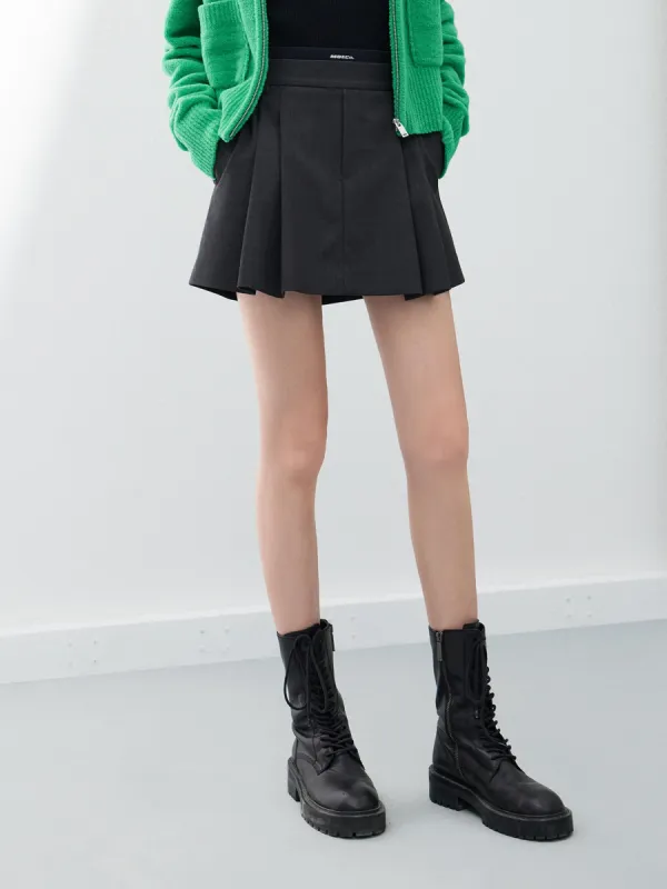 Double Waistband Pleated Skirt sold by Mo&Co