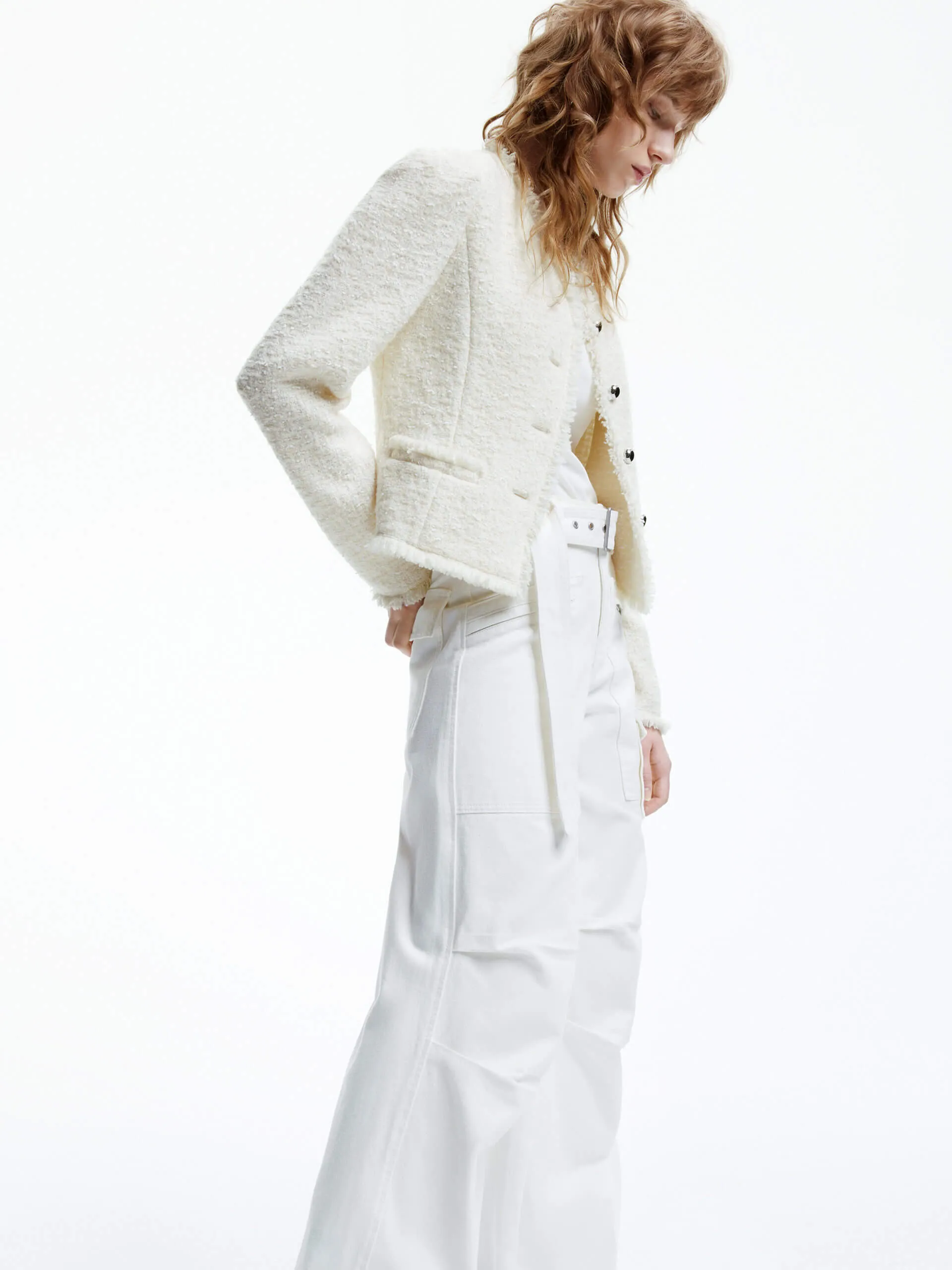Cropped Raw Trimmed Jacket sold by Mo&Co product image thumbnail 3