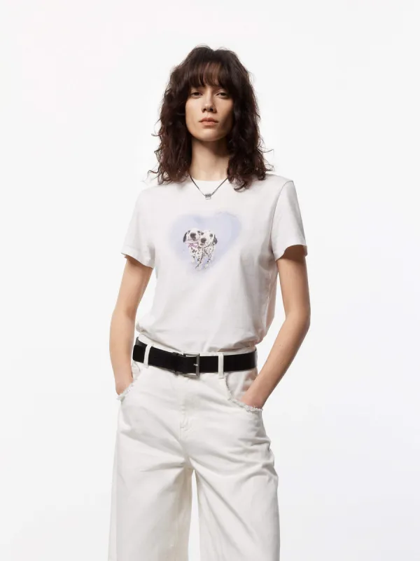 Cartoon Print Fitted T-shirt made by Mo&Co