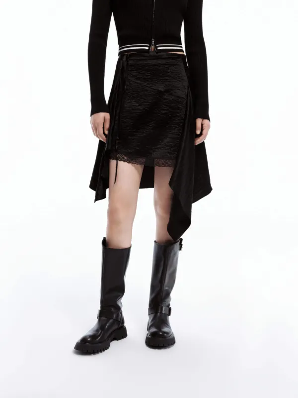 Crinkled Textured Irregular Skirt sold by Mo&Co