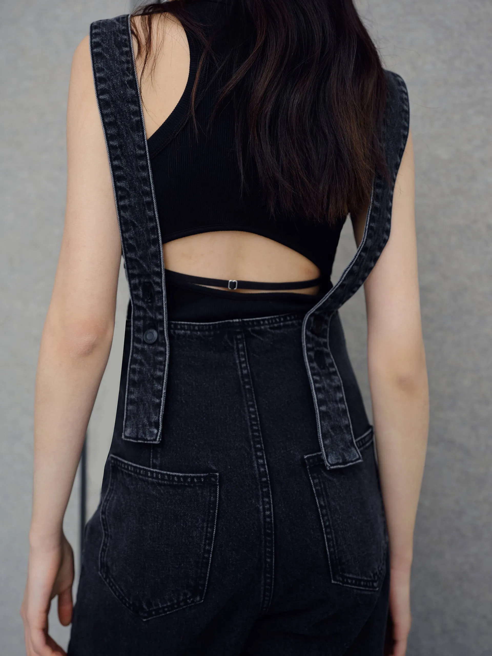 Cotton Slit Denim Jumpsuit sold by Mo&Co product image thumbnail 4