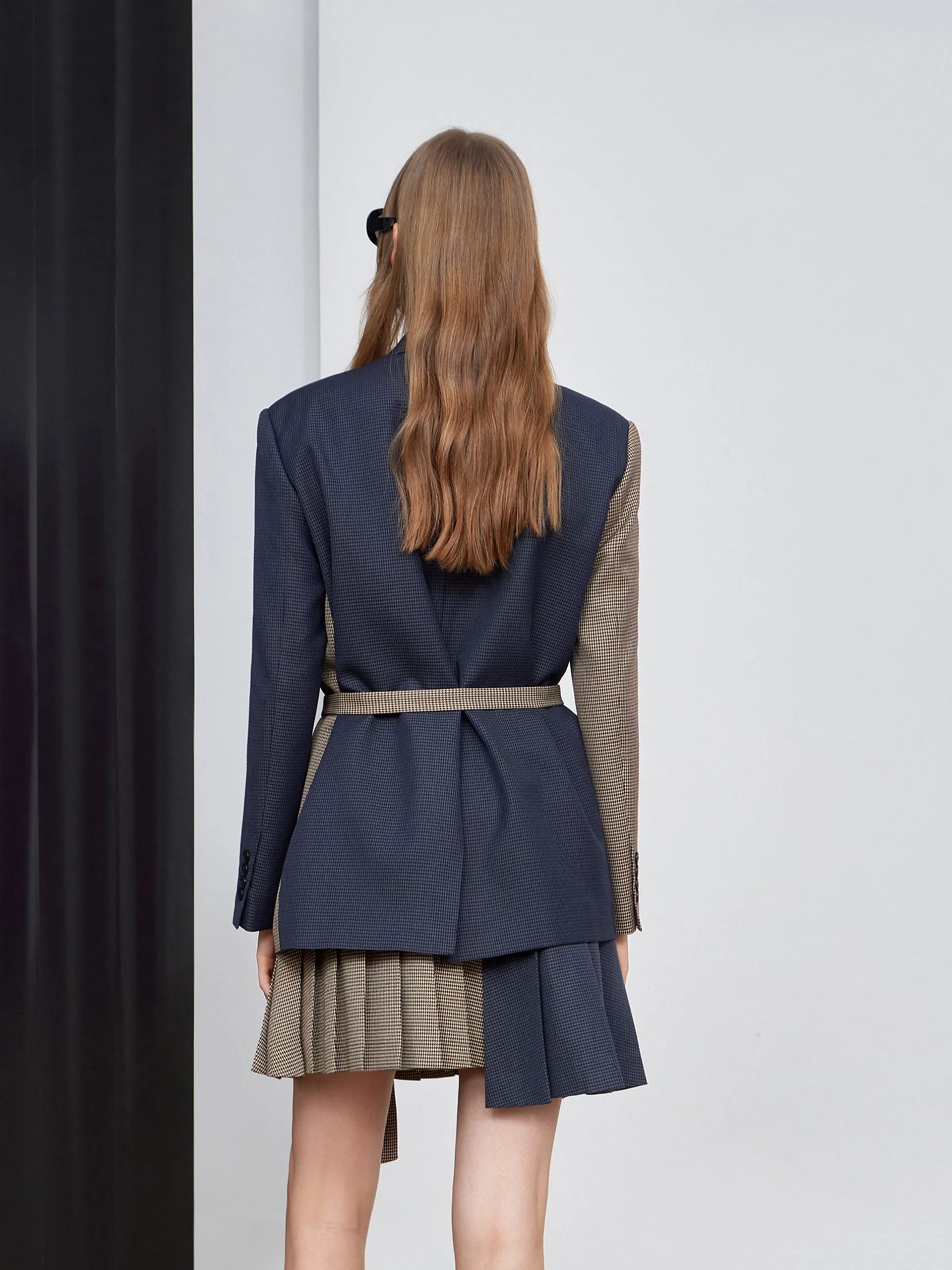 Contrast Houndstooth Belted Blazer sold by Mo&Co product image thumbnail 2