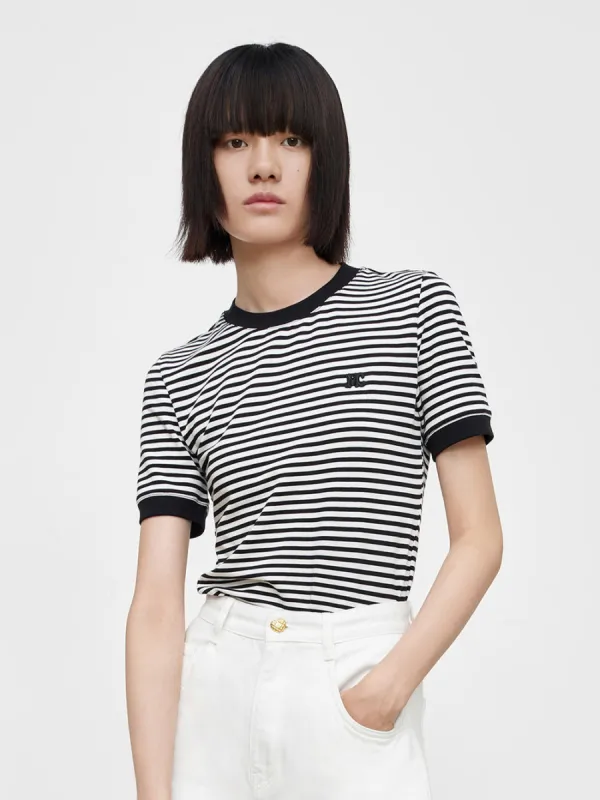 Striped Crewneck Cotton T-Shirt sold by Mo&Co