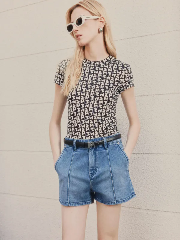 Monogram Print T-shirt sold by Mo&Co