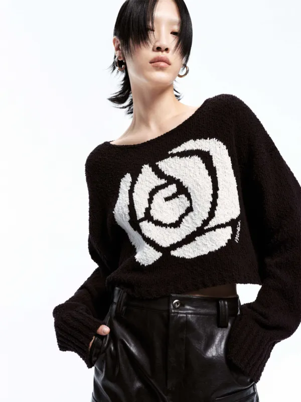 Contrast Rose Knit Sweater sold by Mo&Co