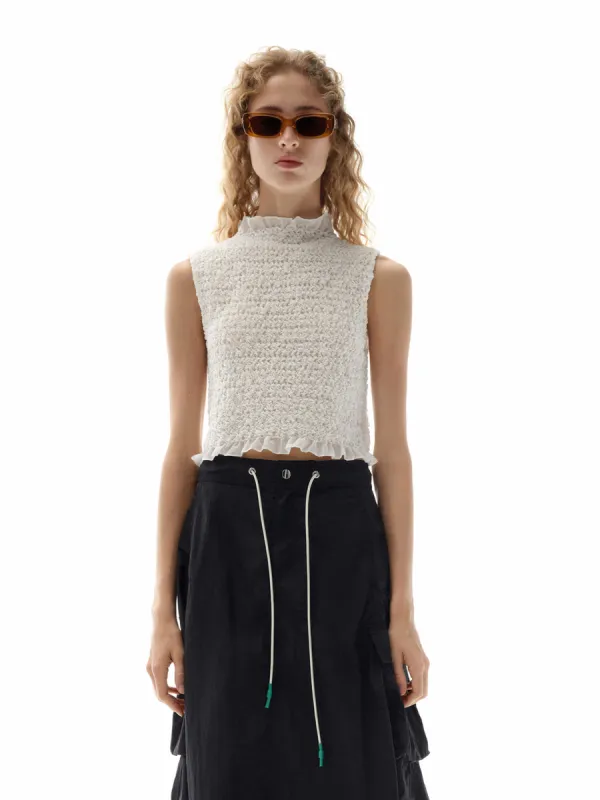 Structural Texture Cropped Top sold by Mo&Co