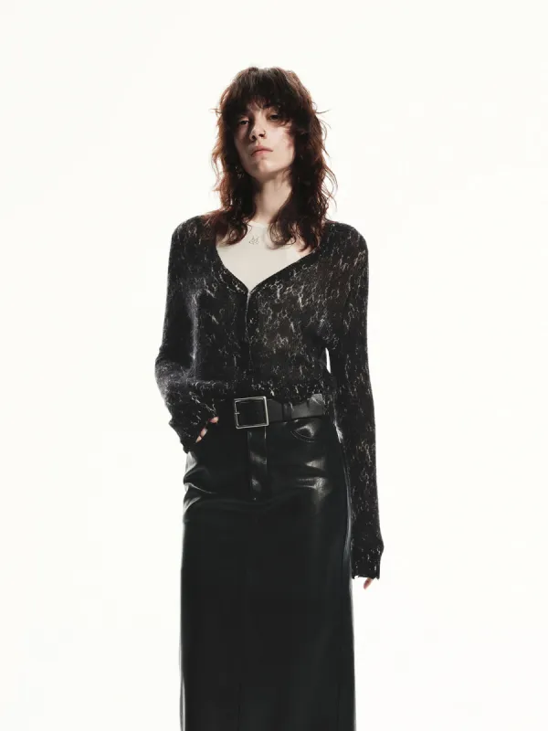 V-neck Fitted Knit Cardigan sold by Mo&Co