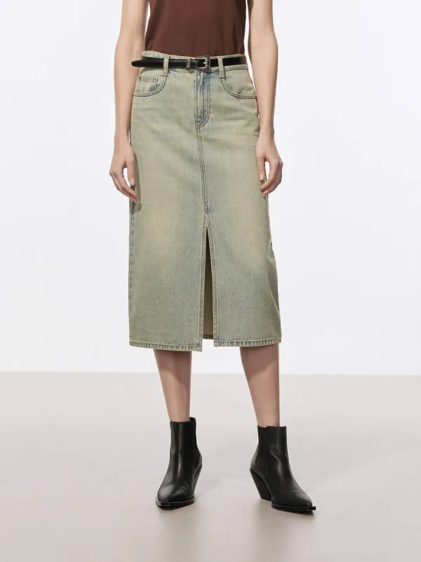 Front Slit Vintage Skirt sold by Mo&Co
