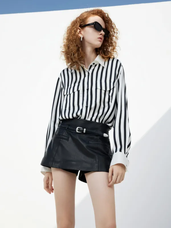 Faux Leather Skort with Belt sold by Mo&Co